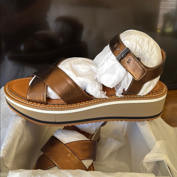 Robert Clergerie ‘Fara’ Sandals with Crossover Design in Bronze - New - Picture 7 of 12